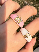 wearing Custom Sweetheart Initial Rings
